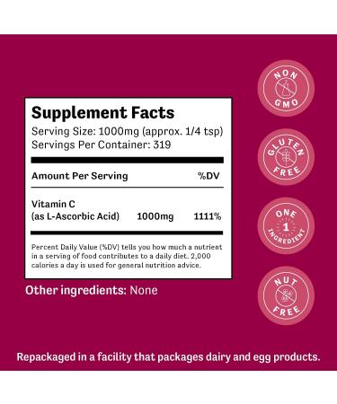 Judee's Pure Vitamin C Powder 11.25 oz - Non-GMO Gluten-Free Antioxidant Supplement - Immune Support - (L-Ascorbic Acid) - No Fillers - 11.25 Ounce Pack - Buy Online on GoSupps.com