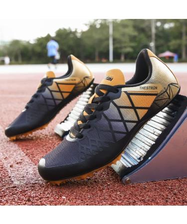 THESTRON Professional Spikes Track & Field Shoes - Unisex Racing Sneakers (Black/Gold) - Buy Online on GoSupps.com