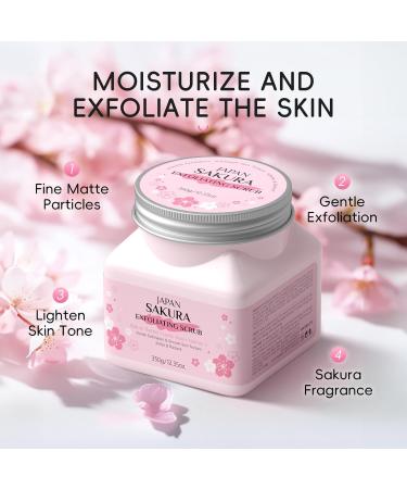Ofanyia Sakura Exfoliating Scrub with Lactic Acid & Vitamin C Exfoliating Scrub for Smooth & Softer Skin Gentle Exfoliator Deep Cleansing Skin Moisturizing Gel 350g/12.35oz (Sakura 350g) Sakura 12.35 Ounce (Pack of 1) - Buy Online on GoSupps.com