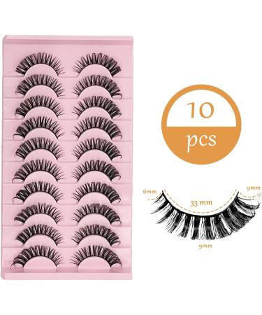 CNMTCCO 10 Pairs Russian Strip False Eyelashes - Natural Fluffy Wispy D Curly Faux Mink Lashes - Reusable Fake Lashes for Fashionable Eyes - Buy Online on GoSupps.com