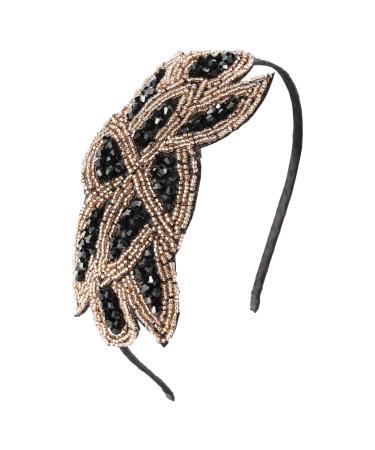 1920s Headbands for Women Vintage Fascinator 1920s Accessories for Ladies(Leaf-Gold)