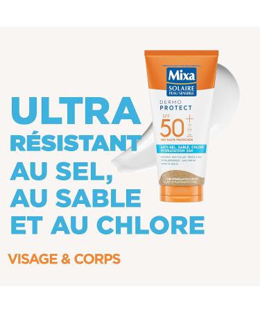 Mixa Solaire Sensitive Skin - Very High Protection Sun Care Milk SPF 50+ UVA long UVA UVB - Anti-Salt Sand and Chlorine - 24H Hydration - Water Resistant - Hypoallergenic - 175ml - Buy Online on GoSupps.com