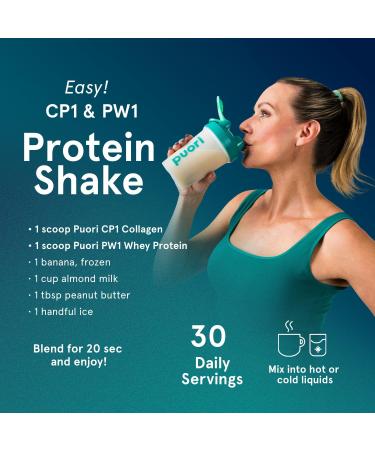 Puori Pure Collagen Peptides Powder, Unflavored - 10g of Grass-Fed Hydrolyzed Bovine Collagen Supports Skin Health, Hair & Nail Strength, Joint Pain & Mobility Support - 30 Servings - Buy Online on GoSupps.com