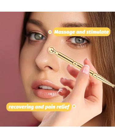 Healeved Brass Acupuncture Pen - Meridian Massage Pencil for Face Eyes & Body | Acupressure Stick for Spa & Beauty Care - Gold Yellow Gift - Buy Online on GoSupps.com