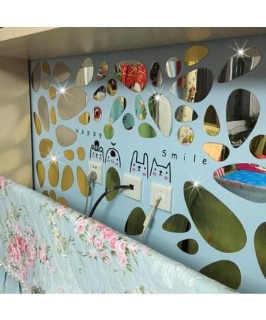 TTSAM 72Pcs Cobblestone Mirror Wall Stickers - DIY Home Decor for Bedroom & Office - Silver - Buy Online on GoSupps.com