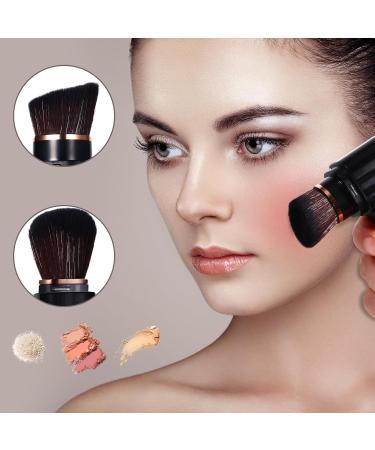 Vtrem Retractable Travel Makeup Brush Set - Kabuki Double-Ended Foundation & Blush Brushes in Blue Black Purple | Mini Compact Face Brush for Flawless Powder & Highlighter - Buy Online on GoSupps.com
