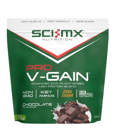 SCI-MX Pro-V Gain - 100% Vegan Chocolate Flavour Soy Protein Powder Isolate + B12 + Magnesium - Muscle Growth & Maintenance - Sugar Free Non-GMO - 2.2KG (49 servings) 33g of protein per serving Chocolate 49 Servings (Pack of 1)