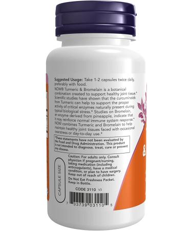 Now Foods Turmeric & Bromelain 90 Veg Capsules - Natural Anti-Inflammatory Support - Buy Online on GoSupps.com