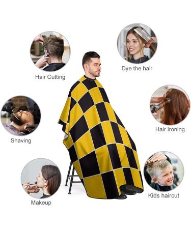 Yellow Black Chessboard Hair Cutting Cape Apron - Professional Salon Hairdressing & Barber Cape with Snap Closure - Buy Online on GoSupps.com
