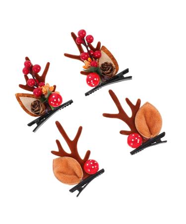 minkissy 2 Pairs Hairpin Animal Horns Hair Clip Christmas Girls Hair Clip Xmas Party Hair Clips Antler Barrettes Hair Jewels for Women Christmas Hair Barrettes Antlers Iron Child Headband