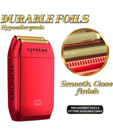 Supreme Trimmer Crunch Men's Foil Shaver STF602 - Waterproof Electric Razor for Short Hair & Stubble | 150 Minute Run Time | Ideal for Barber Use - Buy Online on GoSupps.com