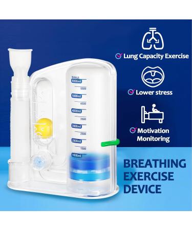 Lung Exerciser Device - 6000ML Breathing Trainer with Flow Rate & Scale Indicator for Improved Lung Health - Buy Online on GoSupps.com