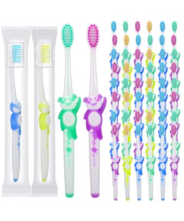 Toothbrush for Kids Individually Wrapped Soft Disposable Toothbrush Bulk Cute Panda Toothbrushes Travel Childrens Toothbrush with Bristle and Rubber Handle for School Daycare (300 Pcs)