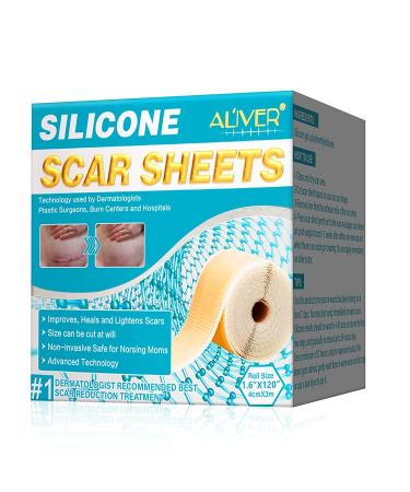 WEIDA SIGN Silicone Scar Sheets (1.6*120Inch-3M) Professional Medical Grade Silicone Scar Strips for Surgery Scars C-Section Burn Acne and Keloid et Soft Reusable 1.6 x 120 Inch-3M