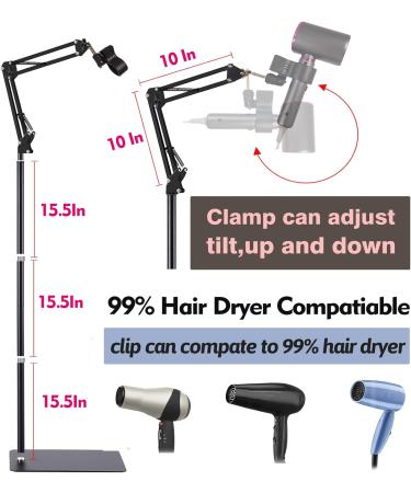 360 Adjustable Hair Dryer Stand Holder - Hands-Free Floor Mount for All Hair Dryers - Ideal for Home Use (Black - Buy Online on GoSupps.com