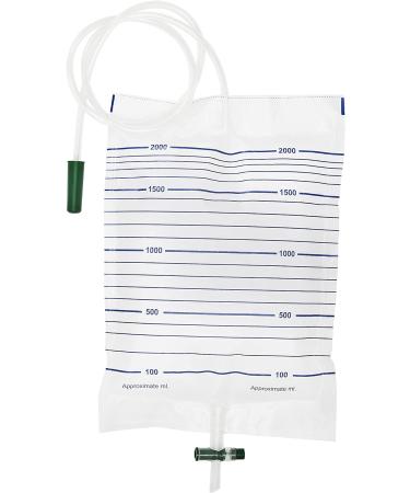 ECOBLUE 15pcs Pack 2000ml Urine Drainage Bag Non Sterile Overnight Bags with T-Tap Valve and 85cm Tube - Bedside Drainable Urinary Bags - Non-Latex Urinary Catheter Night Bags - Buy Online on GoSupps.com