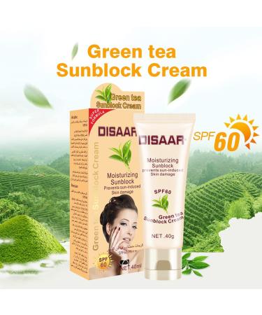 DISAAR BEAUTY Sunblock Cream Refreshing Sunscreen Face Neck Arms Skin Damage SPF 60/90 PA++ UVA/UVB Protection 40ml/1.35fl.oz (SPF 60 Green Tea Sunblock Cream) - Buy Online on GoSupps.com