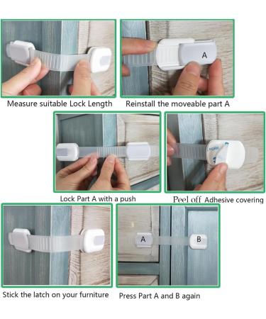 Child Proof Baby Safety Locks For Cabinet Locks Extra 3M Adhesive No Screws For Drawers Cupboard Doors (8Pack child safety cabinet locks) - Buy Online on GoSupps.com