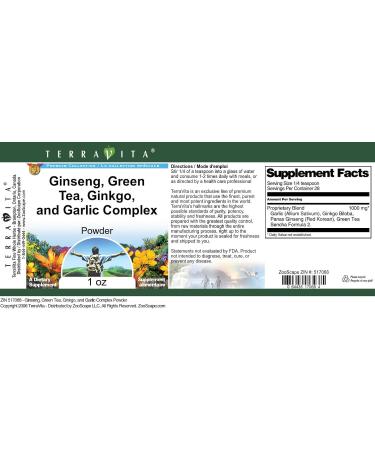 Ginseng Green Tea Ginkgo and Garlic Complex Powder (1 oz ZIN: 517068) - 3 Pack - Buy Online on GoSupps.com