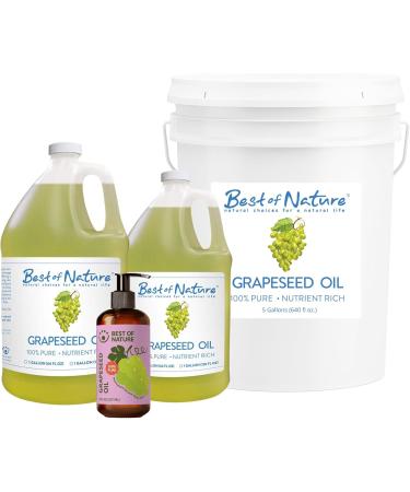 Best of Nature 100% Pure Grapeseed Oil - Unscented Lightweight Non-Greasy Moisturizer for Hair Skin Face & Aromatherapy Carrier Oil for Essential Oils Half Gallon (64 fl oz) 64 Fl Oz (Pack of 1) - Buy Online on GoSupps.com