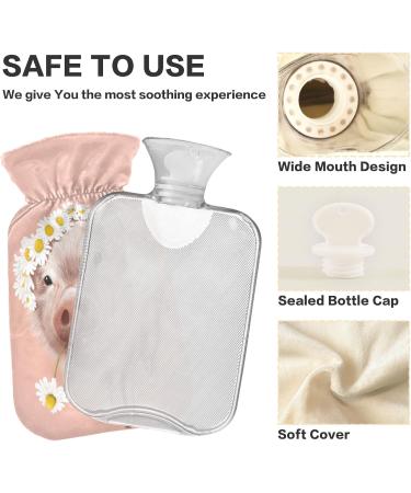 Hot Water Bottle with Cover - 1L Pig in Flowers Design for Pain Relief & Therapy - BPA Free - Buy Online on GoSupps.com