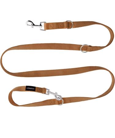 Vitazoo dog leash in brown 2mx2.5cm solid and adjustable in 3 lengths - suitable for large and strong dogs - dog leash double line 2m brown - Buy Online on GoSupps.com