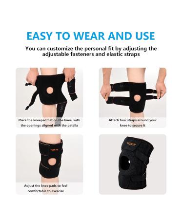 Premium Knee Brace for Men & Women - Adjustable Compression Side Stabilizers Patellar Support for Pain Relief Meniscus Tear ACL Arthritis (Black Carbon Fiber - Buy Online on GoSupps.com