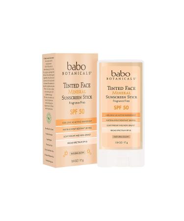 Babo Botanicals Tinted Mineral Stick Sunscreen SPF 50 | Unscented | 0.6 Ounce | 70+ Organic Ingredients - Buy Online on GoSupps.com
