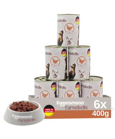 Eggersmann Carnebello - Wet dog food with chicken (6 x 400 g) - Complete food for adult dogs - Tasty and premium wet food for dogs