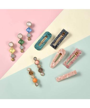 Mehayi Handmade 20-Piece Pearl & Acrylic Resin Hair Clips | Marble Alligator Bobby Pins & Glitter Crystal Geometric Accessories | Perfect Gifts for Women and Girls - Buy Online on GoSupps.com