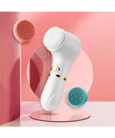 Electric Face Wash Brush - White Electric Face Scrubber | 3 Brush Heads Electric Exfoliate Facial Cleansing Brush | Waterproof Facial Cleanser Brush | Rechargeable Face Cleaner Brush for Massaging - Buy Online on GoSupps.com