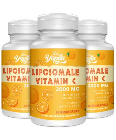 Liposomal vitamin C capsules 2000mg (3 pack) maximum absorption high-dose VIT C ascorbic acid antioxidant supplement soy-free non-gmo 60 pieces (3-pack)