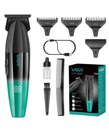 VGR 906 Fresh Fade Professional Hair Trimmer 9000rpm Zero Gapped Beard Trimmer for Men DLC T-Blade Cordless Hair Clipper/Trimmer for Barbers and USB Rechargeable Green