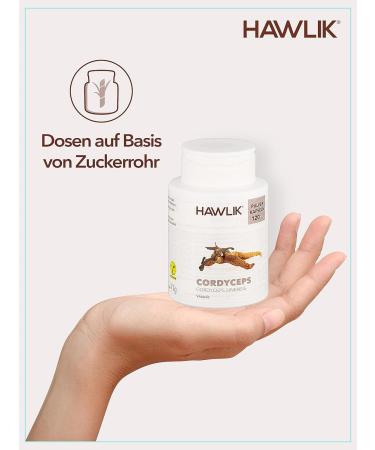HAWLIK Medicinal Mushrooms Cordyceps Powder Capsules - 250 Vegan Capsules - 500 mg - Premium Quality - International Shipping Available - Buy Online on GoSupps.com