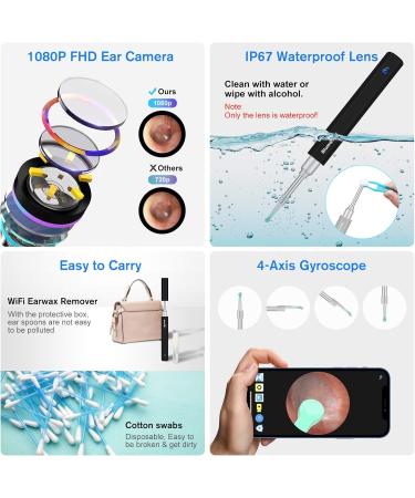 Blumway WiFi Ear Otoscope 3.5mm 1080p HD - Ear Cleaner Camera with LED Light for Baby Children & Adults - iOS & Android Compatible (Black) - Buy Online on GoSupps.com