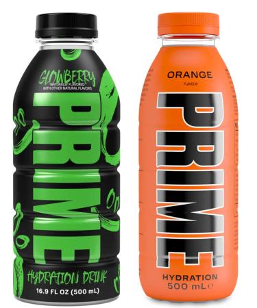PRIME Hydration Sports Drink by Logan Paul & KSI - Glowberry + Orange - 500ml Bottle