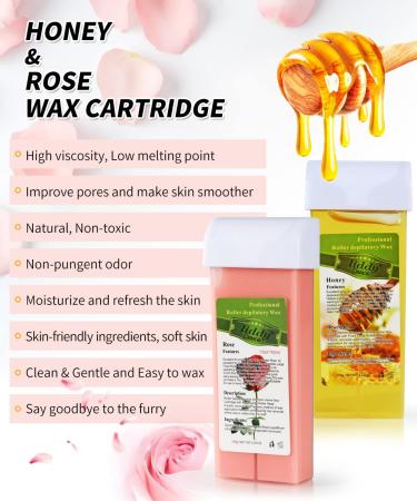 Rose & Honey Roll On Wax Kit for Sensitive Skin - Hair Removal Waxing Kit for Women and Men - At Home Roller Waxing Kit for Larger Body Areas - Buy Online on GoSupps.com