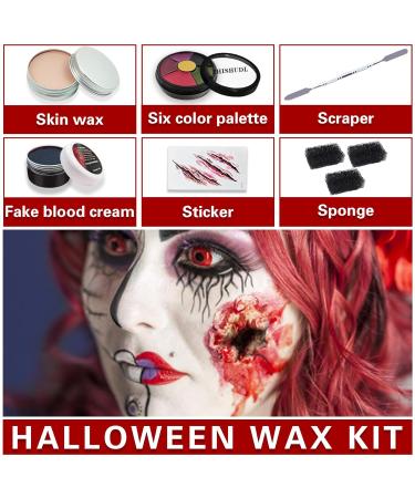 Ultimate Halloween Makeup Kit - Special Effects Zombie Makeup Fake Blood Gel Scar Wax Spatula Stickers & Sponges for Vampire Cosplay - Buy Online on GoSupps.com