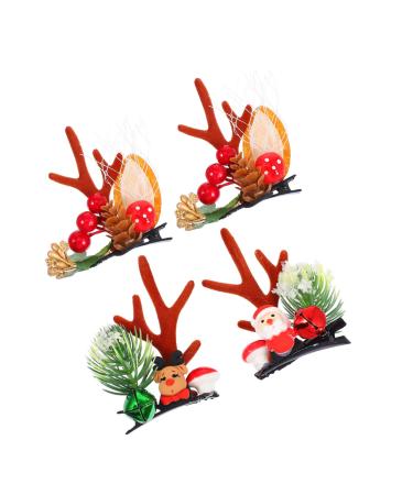 DRESSOOS 2 Pairs Christmas Hair Clips Xmas Hair Clip Girls Christmas Barrette Christmas Hair Accessories Women Hair Clips Clips for Hair Antlers Barrette Clothing Cosplay Baby Abs