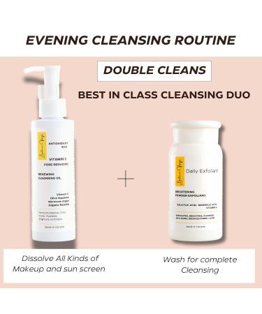 Botanic Visage Cleansing Vitamin C Oil For Face | Makeup Remover Oil & Pore Minimizer | Hydrates & Brightens Skin - 99% Natural Vegan Moroccan Argan & Olive Squalane Korean Skincare - Buy Online on GoSupps.com