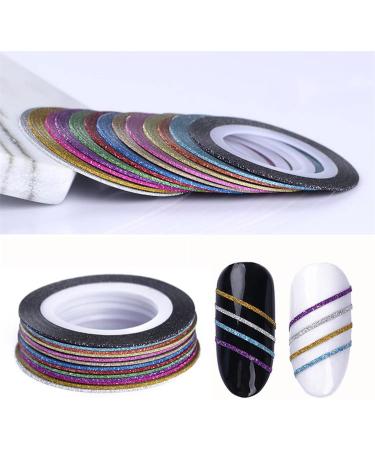 Matte Nail Art Striping Tape Set - 36pcs Glitter Nail Stickers for Stylish Nail Decoration in Gold & Silver - Buy Online on GoSupps.com