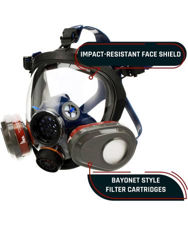 Parcil Distribution PD-101 Full Face Organic Vapor Respirator | ASTM Tested | Double Activated Charcoal Filter | Industrial Grade Quality | Manufacturer Warranty - Buy Online on GoSupps.com
