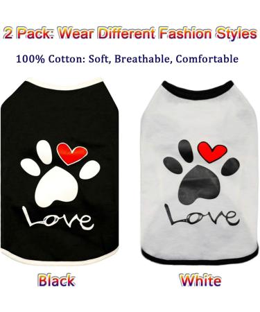 Brocarp 2 Pack Dog Shirt Puppy Clothes - Basic Vest Outfit for Small Medium Large Dogs - Soft Cotton T-Shirt for Cats and Kittens - Black+White (Small) - Buy Online on GoSupps.com