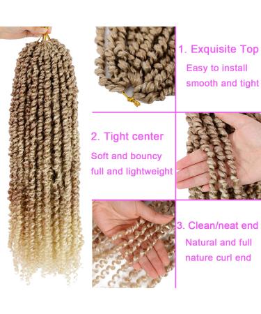 5 Packs 22 Inch Ombre Blonde Pretwisted Passion Twist Crochet Hair - T27/613 | Long Pre-Looped Bohemian Curly Braiding Extensions - 115g/15strands/pack - Buy Online on GoSupps.com