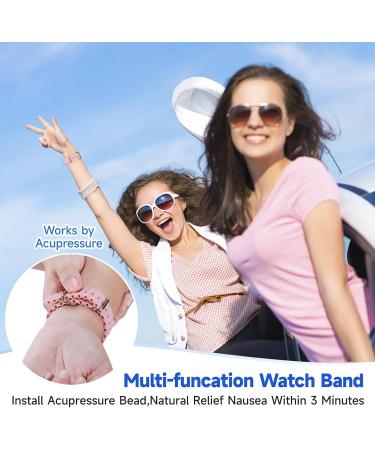 LYJEE Motion Sickness Bands for Apple Watch | Acupressure Wristbands for Sea & Morning Sickness Relief | Adjustable for Pregnant Women | Fits 42/44/45/49mm (Black Pink - Buy Online on GoSupps.com