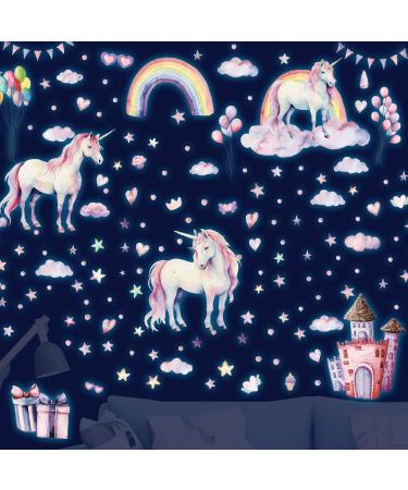 Glow in The Dark Unicorn Stars Wall Stickers for Girls Bedroom - Luminous Ceiling Decals for Kids Playroom and Nursery - Buy Online on GoSupps.com