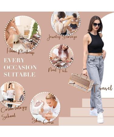 Frenessa Acrylic Makeup Organizer with 4 Trays - Portable Cosmetic Storage Case for Makeup Artists and Stylists - Rose Gold - Buy Online on GoSupps.com