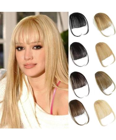 Alaleibaby Clip in Bangs Human Hair 100% clip in hair extensions real human hair Blonde Air bangs hair clip human hair Hairpieces for Women Curved Bangs for Daily Wear