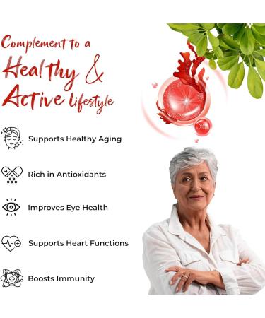 Plant Based Astaxanthin 4 mg Supplement I 60 Veg Capsules I Supports Eye Joint & Skin Health I Boosts Immune System I for Both Men & Women - Buy Online on GoSupps.com