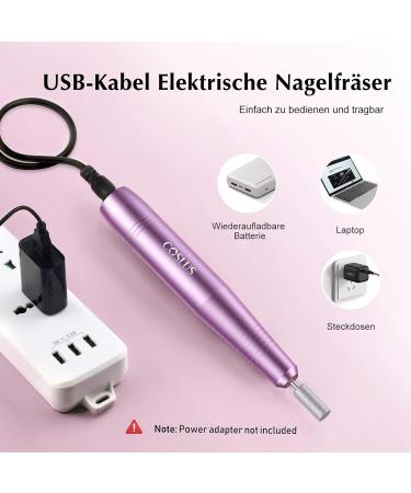 Coslus Electric Nail Cutter for Gel & Acrylic Nails - 20 000 RPM Adjustable Speed & Direction - Manicure & Pedicure Set (Purple) - Buy Online on GoSupps.com
